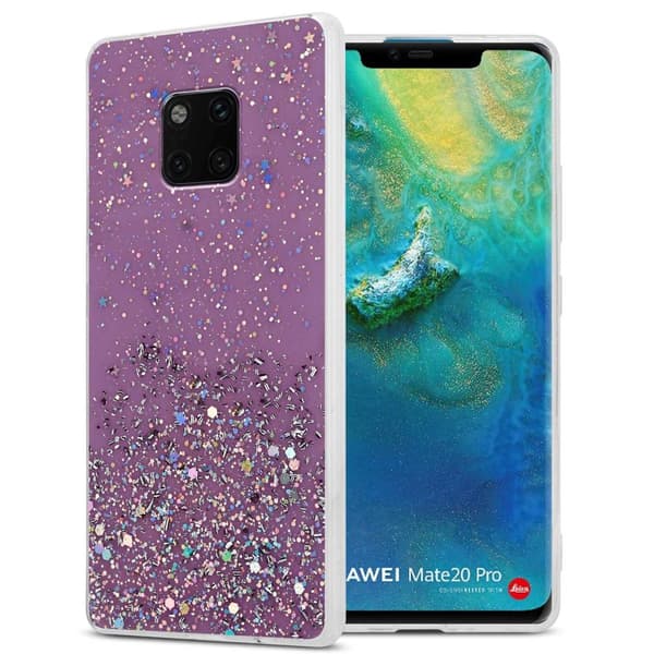 Huawei MATE 20 PRO Skal Fodral Case Cover av flexibelt TPU-silikon med glittrande glitter Lila med Glitter