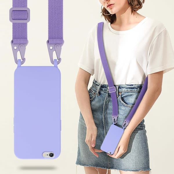 Deksel med Kedja for iPhone 6 PLUS / 6S PLUS Silikonbeskyttelsesetui med lengdejusterbar ledningsstropp
