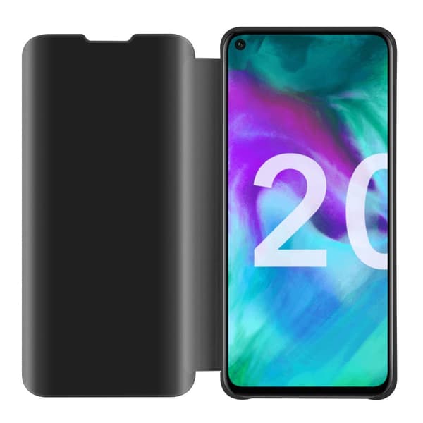 Honor 20 / 20S / Huawei NOVA 5T Lompakkokotelo Matkapuhelinkotelo Suojakuori Clear View Mirror Suojakotelo jalusta toiminto 360 asteen suojaus