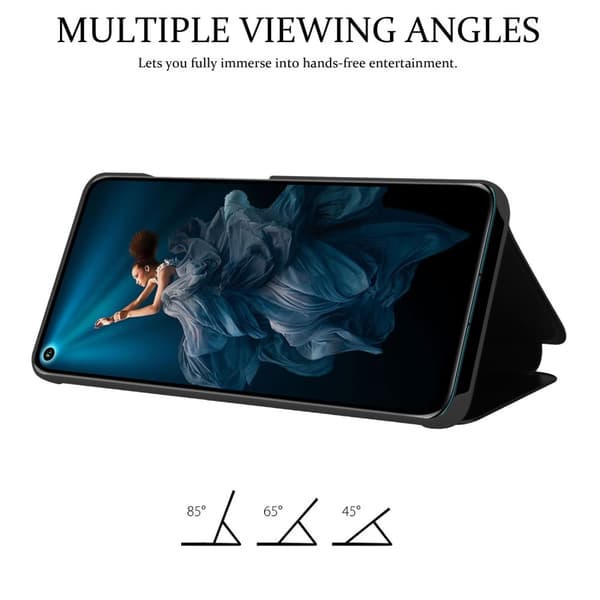 Honor 20 PRO Lompakkokotelo Matkapuhelinkotelo Suojakuori Clear View Mirror Suojakotelo jalusta toiminto 360 asteen suojaus