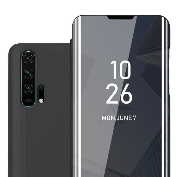 Honor 20 PRO Lompakkokotelo Matkapuhelinkotelo Suojakuori Clear View Mirror Suojakotelo jalusta toiminto 360 asteen suojaus