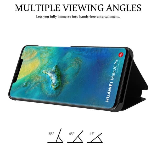 Etui for Huawei MATE 20 PRO Deksel Clear View Mirror Beskyttelsesetui med stativfunksjon 360 graders beskyttelse