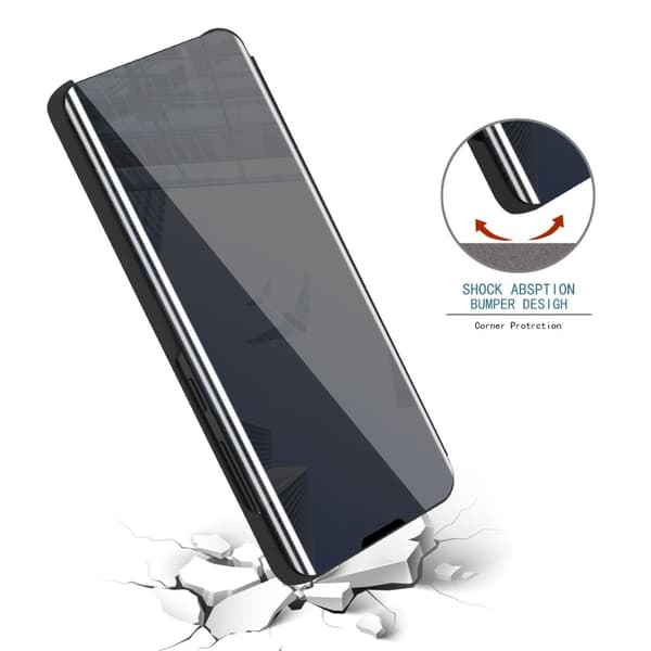 Etui for Huawei MATE 20 PRO Deksel Clear View Mirror Beskyttelsesetui med stativfunksjon 360 graders beskyttelse