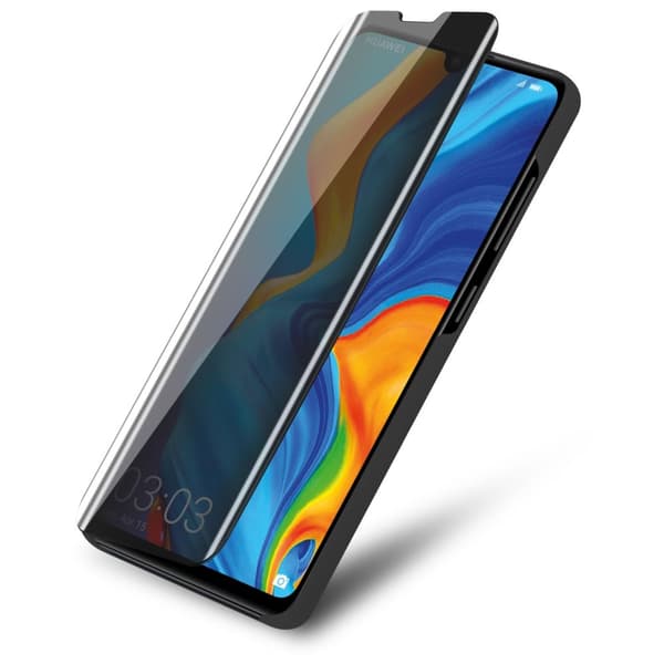 Huawei P30 LITE Lompakkokotelo Matkapuhelinkotelo Suojakuori Clear View Mirror Suojakotelo jalusta toiminto 360 asteen suojaus