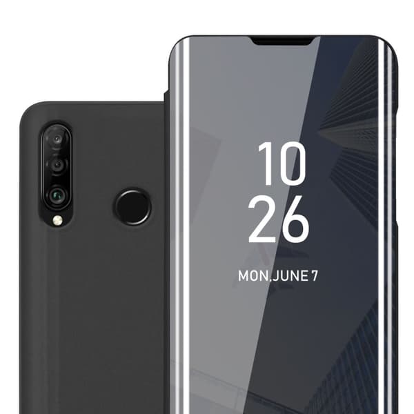 Etui for Huawei P30 LITE Deksel Clear View Mirror Beskyttelsesetui med stativfunksjon 360 graders beskyttelse