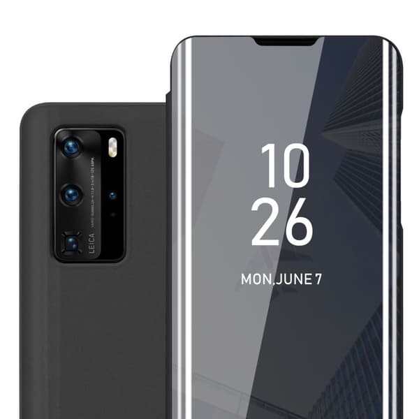 Etui for Huawei P40 PRO / P40 PRO+ Deksel Clear View Mirror Beskyttelsesetui med stativfunksjon 360 graders beskyttelse