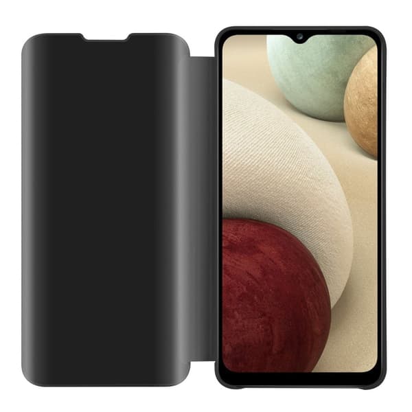 Etui for Samsung Galaxy A12 / M12 Deksel Clear View Mirror Beskyttelsesetui med stativfunksjon 360 graders beskyttelse