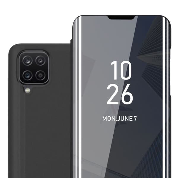 Etui for Samsung Galaxy A12 / M12 Deksel Clear View Mirror Beskyttelsesetui med stativfunksjon 360 graders beskyttelse