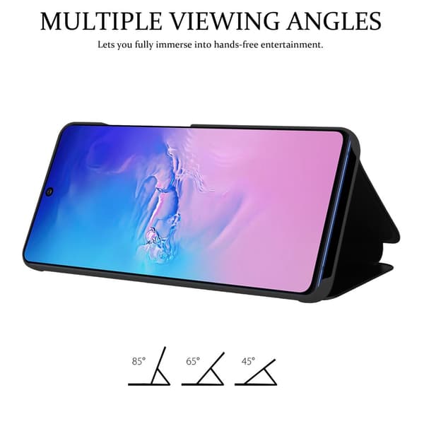 Samsung Galaxy A91 / S10 LITE / M80s Lompakkokotelo Matkapuhelinkotelo Suojakuori Clear View Mirror Suojakotelo jalusta toiminto 360 asteen suojaus