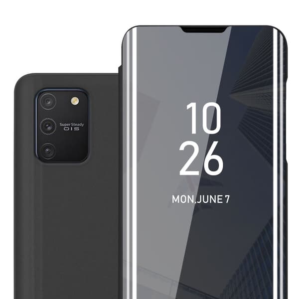 Samsung Galaxy A91 / S10 LITE / M80s Lompakkokotelo Matkapuhelinkotelo Suojakuori Clear View Mirror Suojakotelo jalusta toiminto 360 asteen suojaus