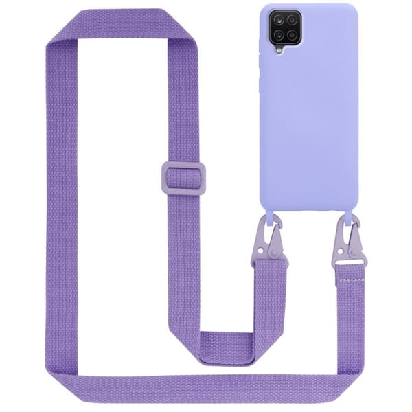 Deksel med Kedja for Samsung Galaxy A12 / M12 Silikonbeskyttelsesetui med lengdejusterbar ledningsstropp
