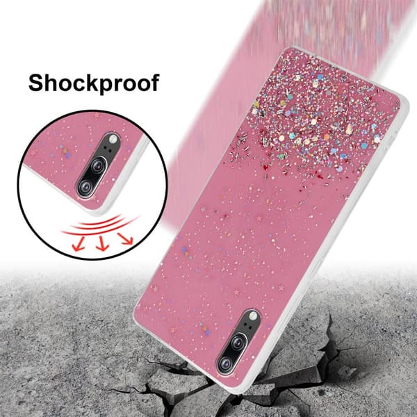 Deksel til Huawei P20 med glitrende glitter