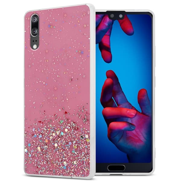 Deksel til Huawei P20 med glitrende glitter Rose med glitter