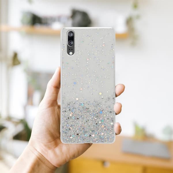Deksel til Huawei P20 med glitrende glitter
