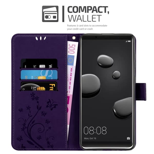 Huawei MATE 10 PRO Skal Fodral i blomdesign Mobilskydd Case Cover med magnetisk stängning, ståfunktion och kortplatser