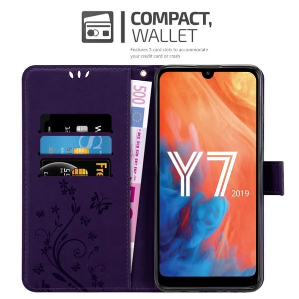 Huawei Y7 2019 / Y7 PRIME 2019 Skal Fodral i blomdesign Mobilskydd Case Cover med magnetisk stängning, ståfunktion och kortplatser