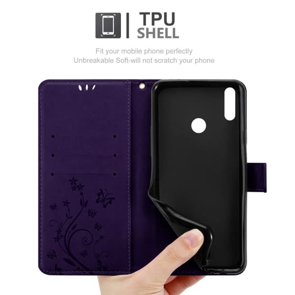 Huawei Y7 2019 / Y7 PRIME 2019 Skal Fodral i blomdesign Mobilskydd Case Cover med magnetisk stängning, ståfunktion och kortplatser
