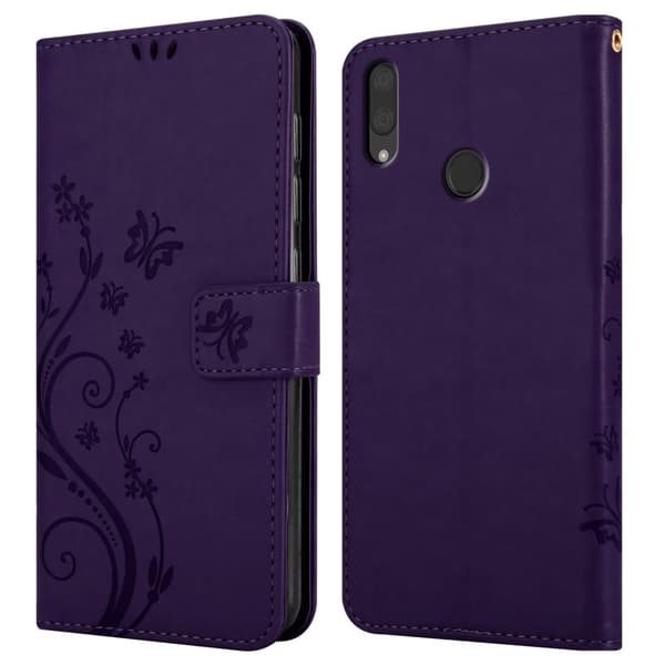 Huawei Y7 2019 / Y7 PRIME 2019 Skal Fodral i blomdesign Mobilskydd Case Cover med magnetisk stängning, ståfunktion och kortplatser