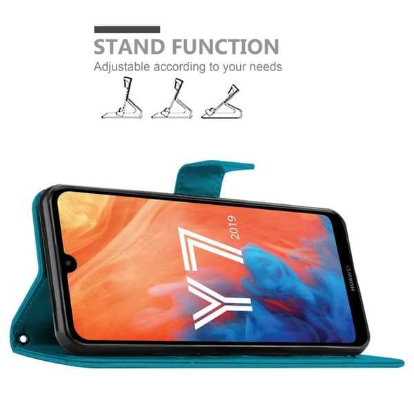 Huawei Y7 2019 / Y7 PRIME 2019 Skal Fodral i blomdesign Mobilskydd Case Cover med magnetisk stängning, ståfunktion och kortplatser
