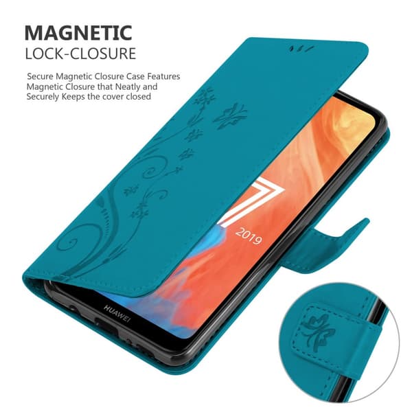 Huawei Y7 2019 / Y7 PRIME 2019 Skal Fodral i blomdesign Mobilskydd Case Cover med magnetisk stängning, ståfunktion och kortplatser