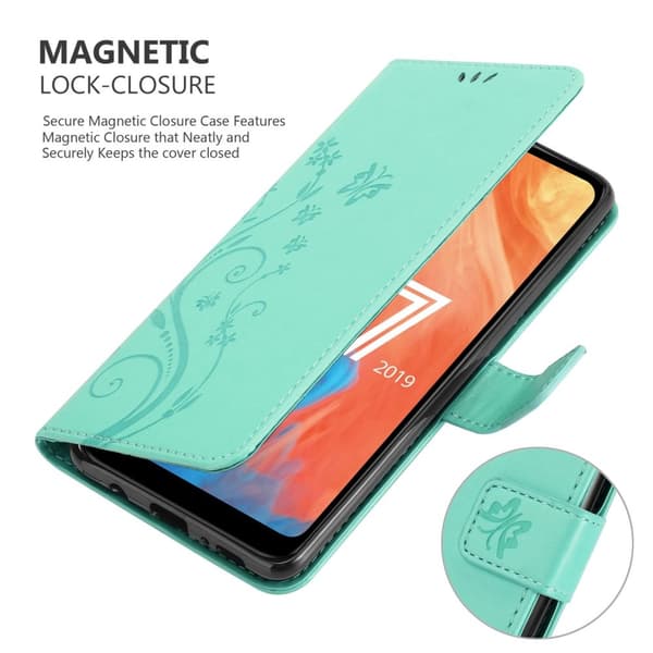 Huawei Y7 2019 / Y7 PRIME 2019 Skal Fodral i blomdesign Mobilskydd Case Cover med magnetisk stängning, ståfunktion och kortplatser