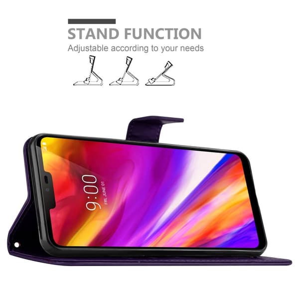 LG G7 ThinQ / FIT / ONE Skal Fodral i blomdesign Mobilskydd Case Cover med magnetisk stängning, ståfunktion och kortplatser