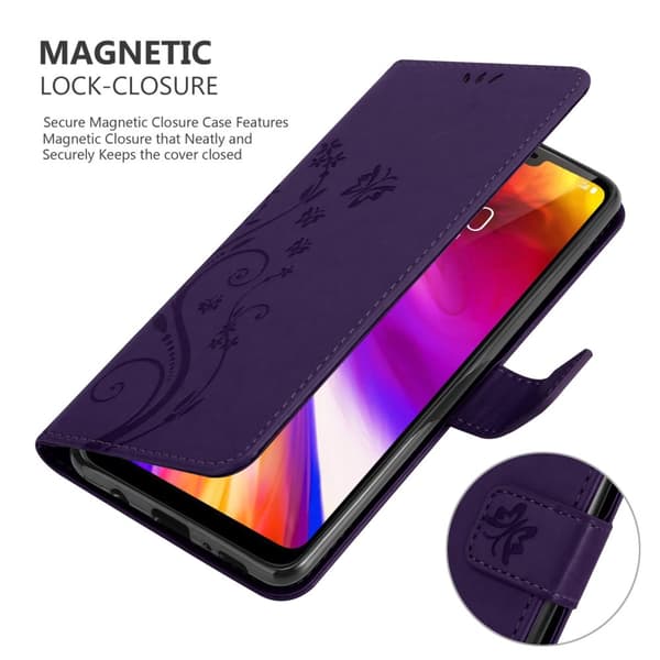 LG G7 ThinQ / FIT / ONE Skal Fodral i blomdesign Mobilskydd Case Cover med magnetisk stängning, ståfunktion och kortplatser