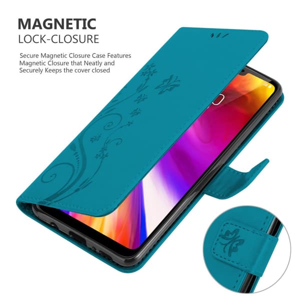 LG G7 ThinQ / FIT / ONE Skal Fodral i blomdesign Mobilskydd Case Cover med magnetisk stängning, ståfunktion och kortplatser
