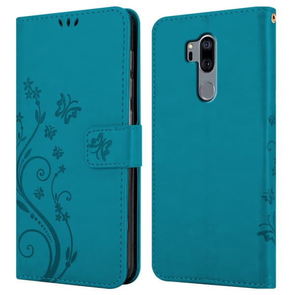 LG G7 ThinQ / FIT / ONE Skal Fodral i blomdesign Mobilskydd Case Cover med magnetisk stängning, ståfunktion och kortplatser