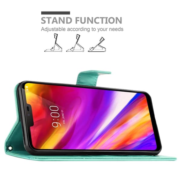 LG G7 ThinQ / FIT / ONE Skal Fodral i blomdesign Mobilskydd Case Cover med magnetisk stängning, ståfunktion och kortplatser