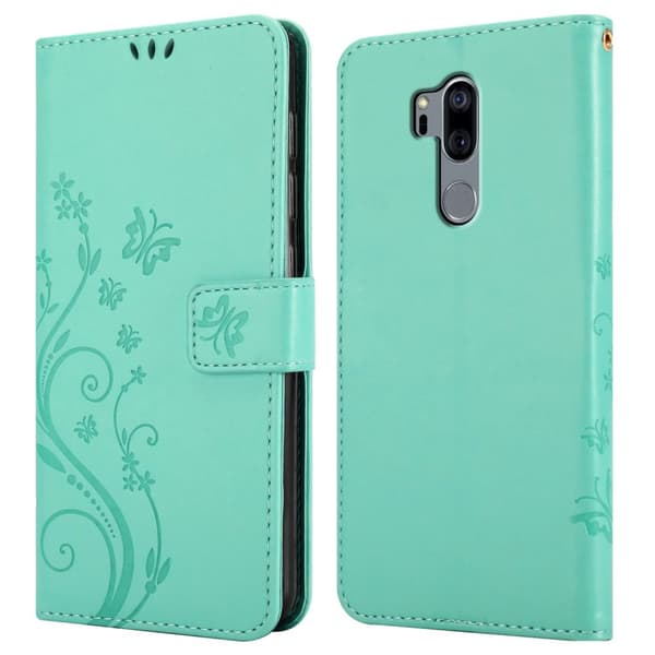 LG G7 ThinQ / FIT / ONE Skal Fodral i blomdesign Mobilskydd Case Cover med magnetisk stängning, ståfunktion och kortplatser
