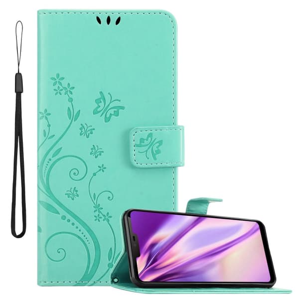 LG G7 ThinQ / FIT / ONE Skal Fodral i blomdesign Mobilskydd Case Cover med magnetisk stängning, ståfunktion och kortplatser