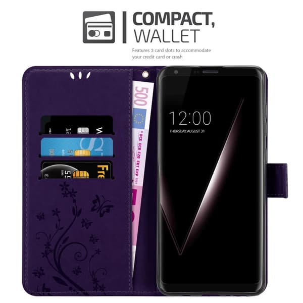 LG V30 / V30+ / V30S / V30S+ Suojakotelo Suojakuori Lompakkokotelo Matkapuhelinkotelo Kukat jossa on magneettisuljenta, jalusta-toiminto ja