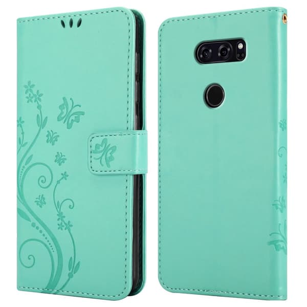 LG V30 / V30+ / V30S / V30S+ Suojakotelo Suojakuori Lompakkokotelo Matkapuhelinkotelo Kukat jossa on magneettisuljenta, jalusta-toiminto ja