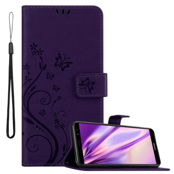 Deksel til Huawei MATE 10 LITE / NOVA 2i Lommebokdeksel i blomster design med magnetisk lukking, stativfunksjon og kortplasser BLOMSTER LILLA