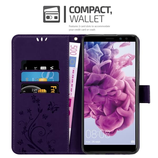 Deksel til Huawei MATE 10 LITE / NOVA 2i Lommebokdeksel i blomster design med magnetisk lukking, stativfunksjon og kortplasser