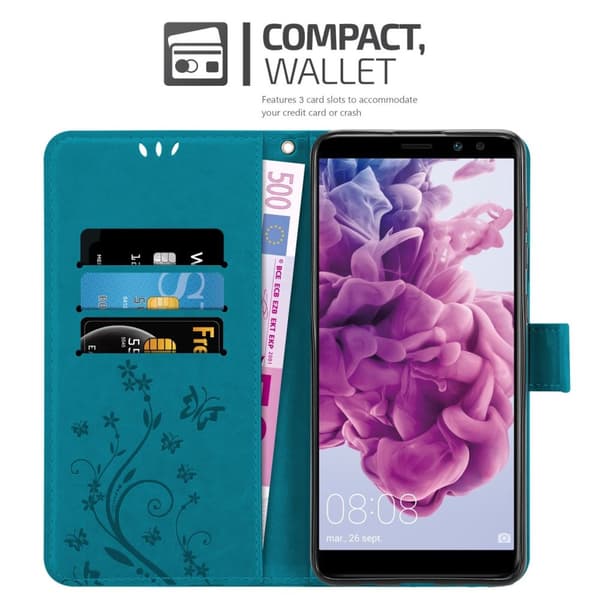 Deksel til Huawei MATE 10 LITE / NOVA 2i Lommebokdeksel i blomster design med magnetisk lukking, stativfunksjon og kortplasser