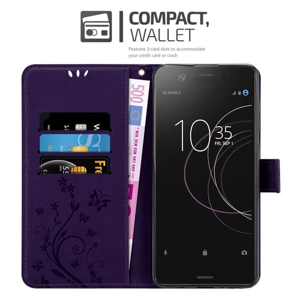 Deksel til Sony Xperia XZ1 COMPACT Lommebokdeksel i blomster design med magnetisk lukking, stativfunksjon og kortplasser