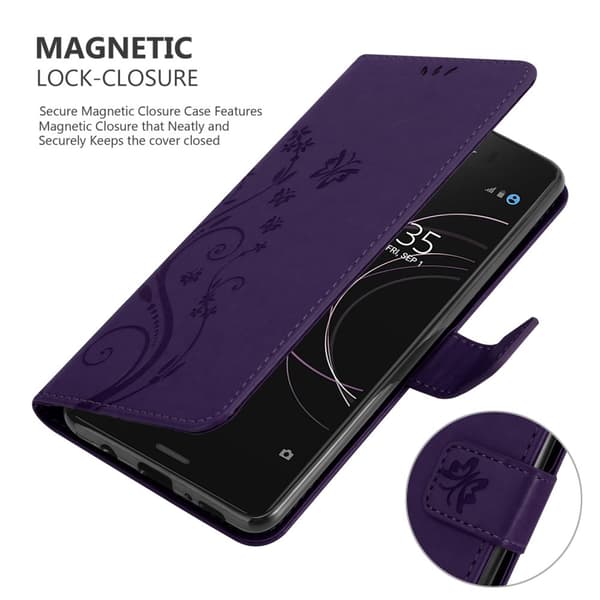 Deksel til Sony Xperia XZ1 COMPACT Lommebokdeksel i blomster design med magnetisk lukking, stativfunksjon og kortplasser