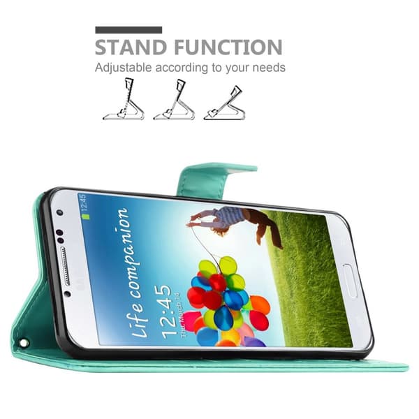 Samsung Galaxy S4 Skal Fodral i blomdesign Mobilskydd Case Cover med magnetisk stängning, ståfunktion och kortplatser