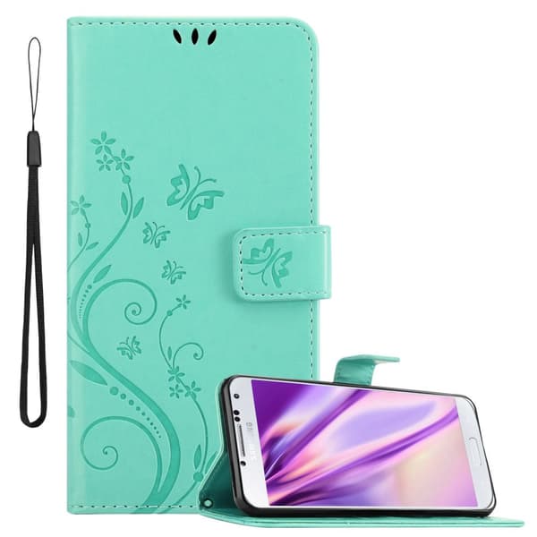 Samsung Galaxy S4 Skal Fodral i blomdesign Mobilskydd Case Cover med magnetisk stängning, ståfunktion och kortplatser BLOMMIG TURKOS