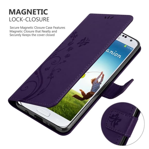 Samsung Galaxy S4 Skal Fodral i blomdesign Mobilskydd Case Cover med magnetisk stängning, ståfunktion och kortplatser
