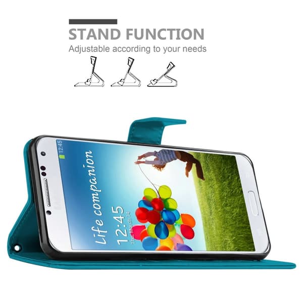Samsung Galaxy S4 Skal Fodral i blomdesign Mobilskydd Case Cover med magnetisk stängning, ståfunktion och kortplatser