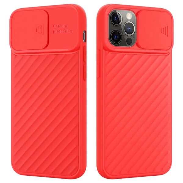 iPhone 12 / 12 PRO Skal Fodral av flexibel TPU-silikon och med kameraskydd Mobilskydd Case Cover Matt Röd
