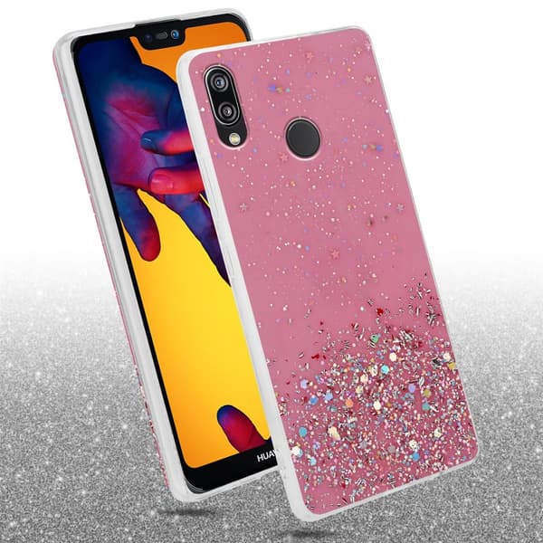 Huawei P20 LITE 2018 / NOVA 3E Skal Fodral Case Cover av flexibelt TPU-silikon med glittrande glitter
