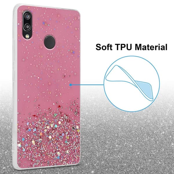 Huawei P20 LITE 2018 / NOVA 3E Skal Fodral Case Cover av flexibelt TPU-silikon med glittrande glitter