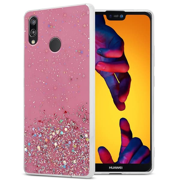Huawei P20 LITE 2018 / NOVA 3E Skal Fodral Case Cover av flexibelt TPU-silikon med glittrande glitter