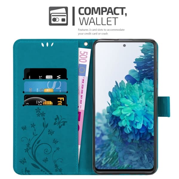 Deksel til Samsung Galaxy S20 FE Lommebokdeksel i blomster design med magnetisk lukking, stativfunksjon og kortplasser