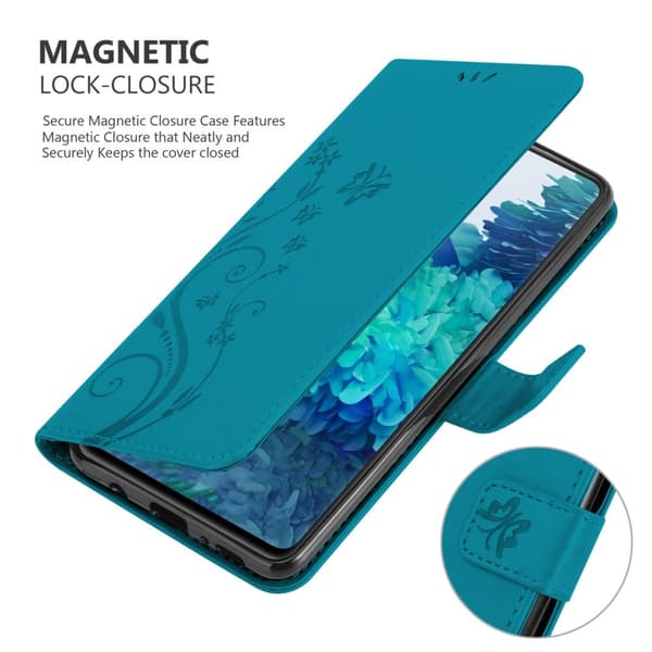 Deksel til Samsung Galaxy S20 FE Lommebokdeksel i blomster design med magnetisk lukking, stativfunksjon og kortplasser