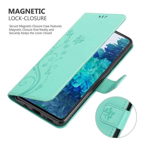 Deksel til Samsung Galaxy S20 FE Lommebokdeksel i blomster design med magnetisk lukking, stativfunksjon og kortplasser